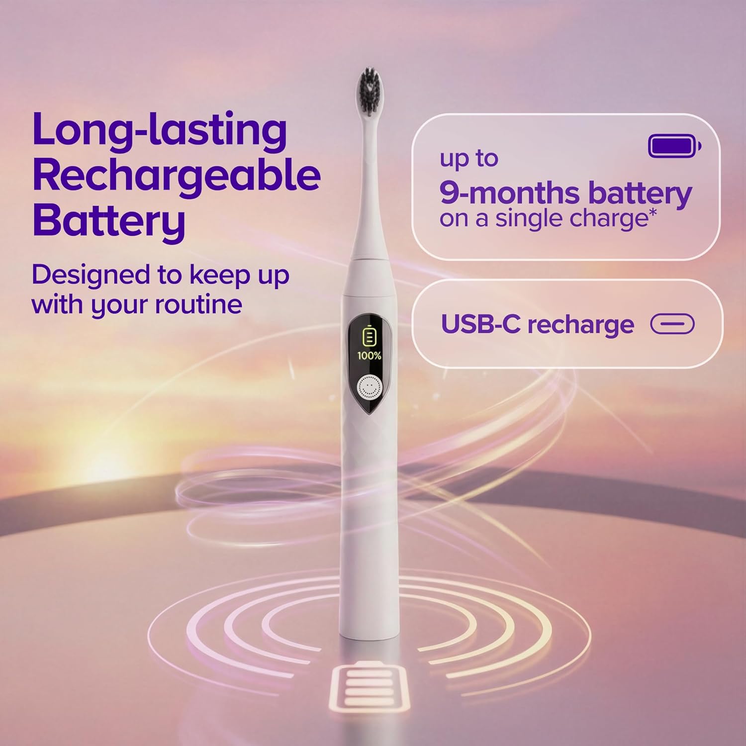 Burst Pro 2.0 Sonic Toothbrush For Adults (White) | Electric Toothbrush | Smart Pressure Sensor | Soft Bristles | 5 Modes/Refined Scoring System | USB-C Charging | Magnetic Wall Mount