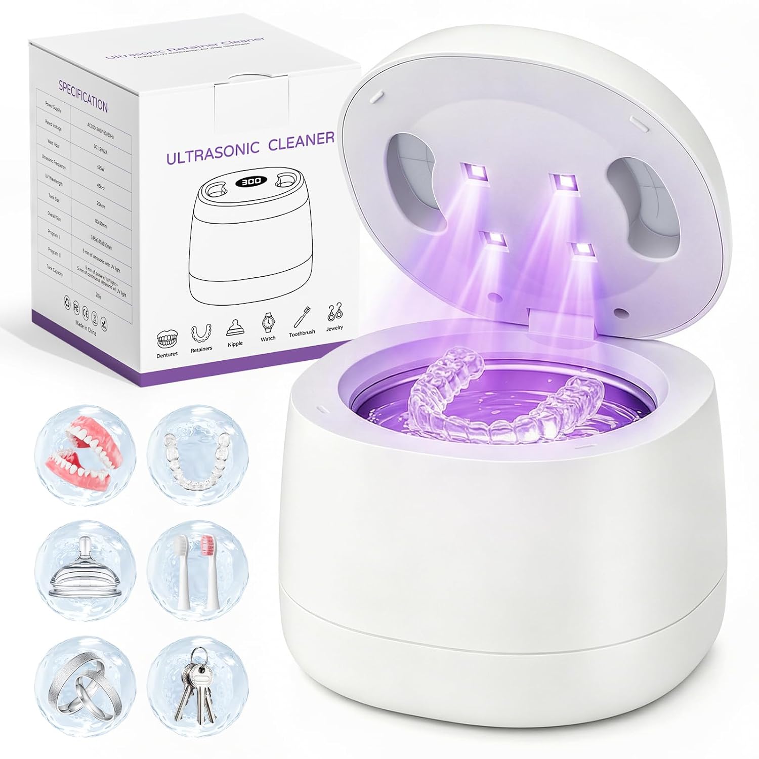 Overall design, portability, and the fact that it is a dedicated ultrasonic cleaning pod for oral care items.