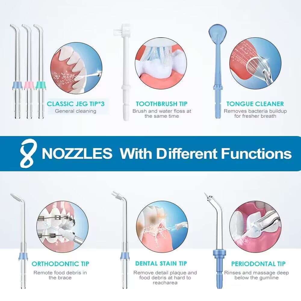 The 8-tip system and how the product supports different users and cleaning needs.