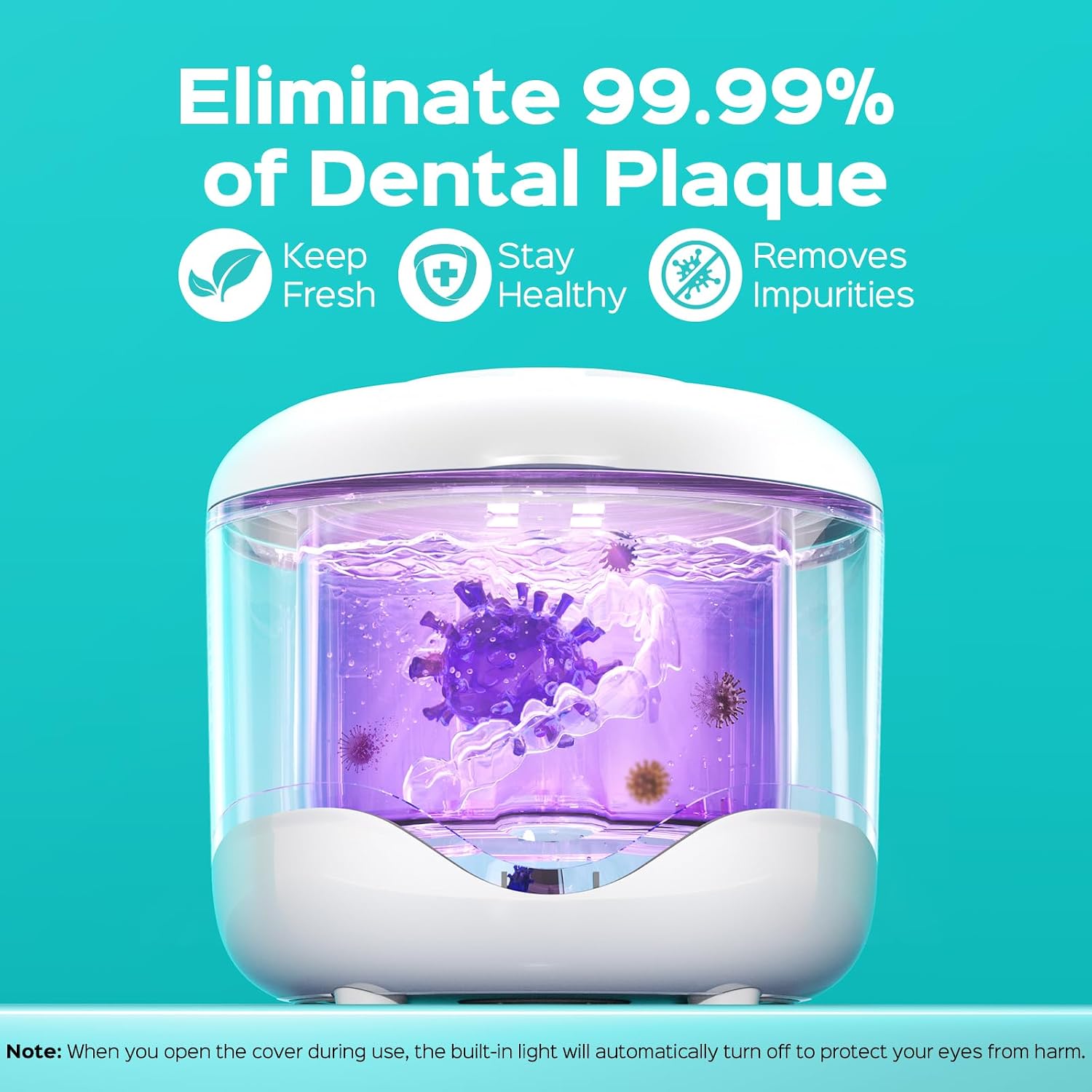 Coslus C60 Ultrasonic Retainer Cleaner Machine, 45Khz Dental Cleaning Pod | Professional For Denture, Mouth Guard, Aligner & Braces Deep Cleaning, Upgraded Removable Tank, Durable For Home Use, White