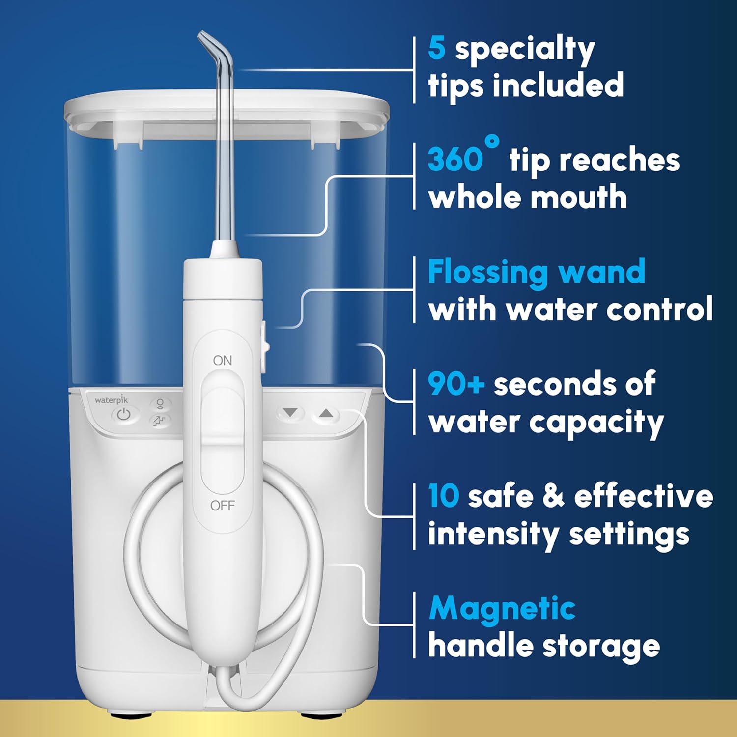 Waterpik Promax Countertop Water Flosser, Smartadvance, 10 Settings, 5 Tips | Small And Quiet For Home Daily Gum Health, Dental Braces, Implants, Teeth Cleaning, Multiple Users, Ada Accepted, Wf-23