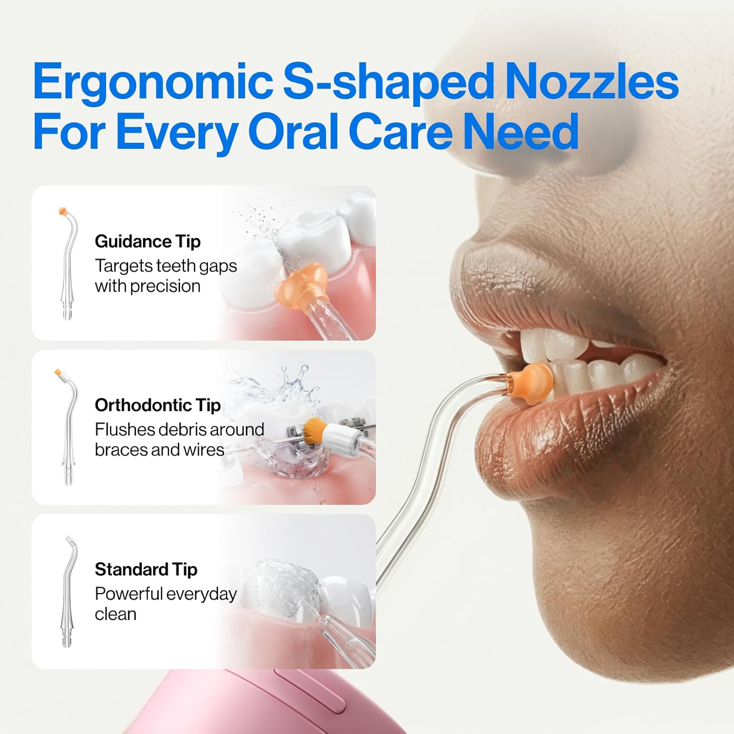 Coverage of hard-to-reach areas and the usefulness of the angled nozzle system.