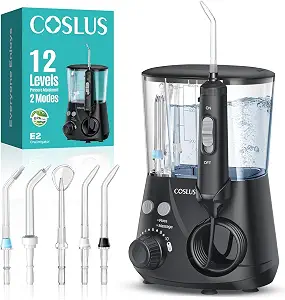 Coslus E2 Advanced Water Dental Flosser, 2 Modes 12 Levels Black 1Pcs