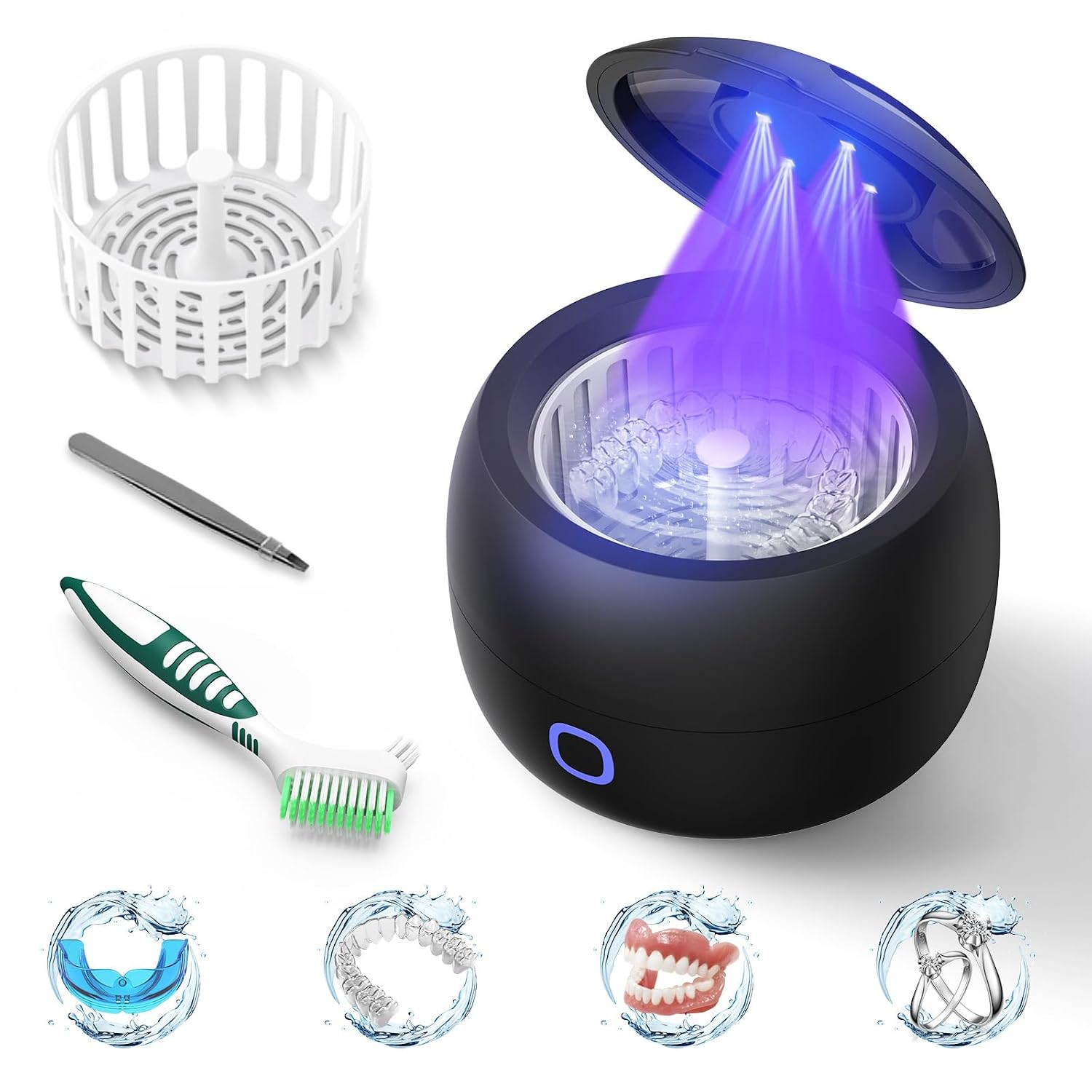 Overall form factor, size, and first impression of the cleaner as a tabletop dental-care device.