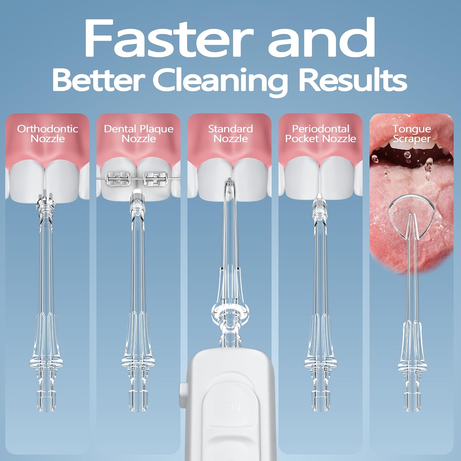 Water Dental Flosser, 600Ml Large Water Tank Oral Irrigator For Teeth, 10 Modes & 5 Jet Tips, Ipx7 Waterproof Rechargeable Teeth Cleaner For Braces, Plaque Removal & Gum Health, White