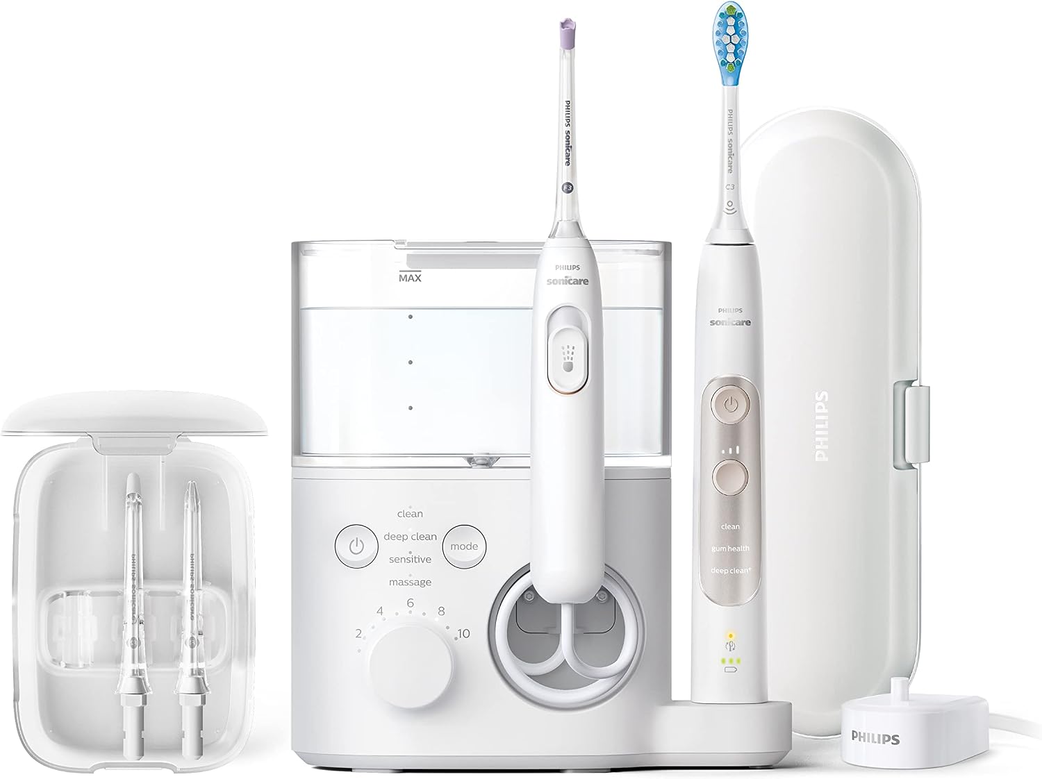 Overall product presentation, premium design, and the fact that this is an all-in-one oral care system.