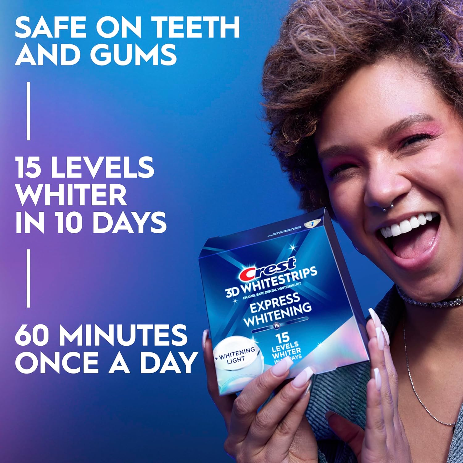 Crest 3D Whitestrips Express Whitening With Light, Teeth Whitening Strip Kit, 20 Strips