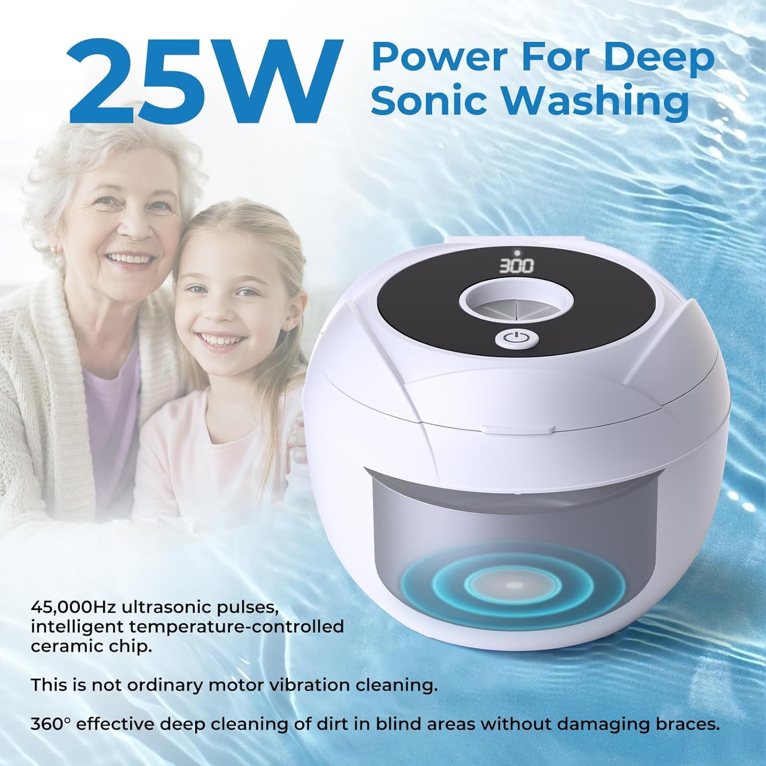 Ultrasonic Retainer Cleaner Machine, 45Khz Cleaner & 4 Modes, White | 200Ml Denture Cleaner With Digital Timer, Retainer Cleaner Machine For Denture, Mouth Guard, Night Guard, Aligner, Braces