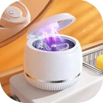 Ultrasonic Retainer Cleaner Machine, 45Khz, Ipx6, 3 Modes (White)