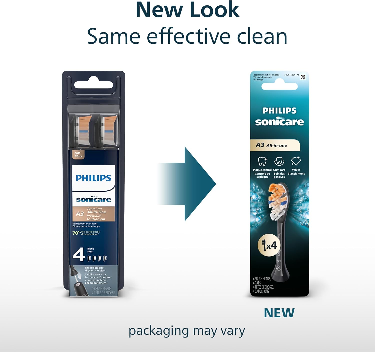 Bristle layout and all-in-one cleaning design for plaque, stains, and gum-line care.