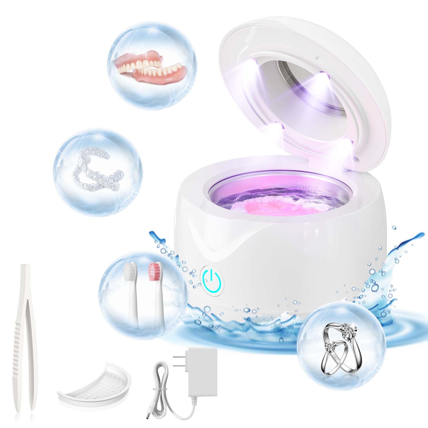 Ultrasonic Retainer Cleaner Machine 45Khz 200Ml Portable Ultra Sonic Retainer Cleaner For Dental Retainer Mouth Guards Aligner Night Guard Braces Toothbrush Jewelry