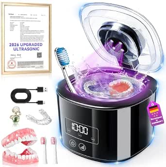 5.0 Upgraded Ultrasonic Retainer Cleaner, 300Ml Denture Cleaner With Timer