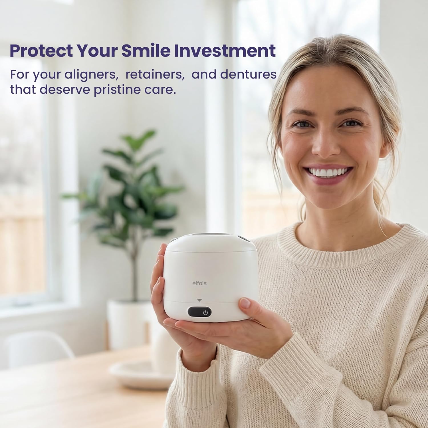Premium Ultrasonic Retainer Cleaner Machine With Uv — 45Khz Durable Dental Pod, 4 Cleaning Modes, Detachable Design For Invisalign, Aligners, Night Guards, Mouth Guards And Dentures