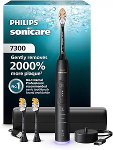 Philips Sonicare 7300 Rechargeable Electric Toothbrush, 3 Brush Head, Black