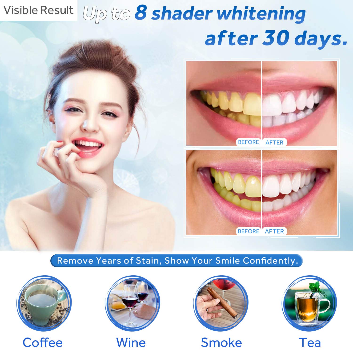 Ezgo 10 Pack Teeth Whitening Gel Refills 22% Bleaching Gel, No Sensitive Teeth Whitener, Great For Sensitive Tooth Whitening, Carbamide Peroxide Teeth Whitening Gel, Mint Flavor (10X 3Ml)