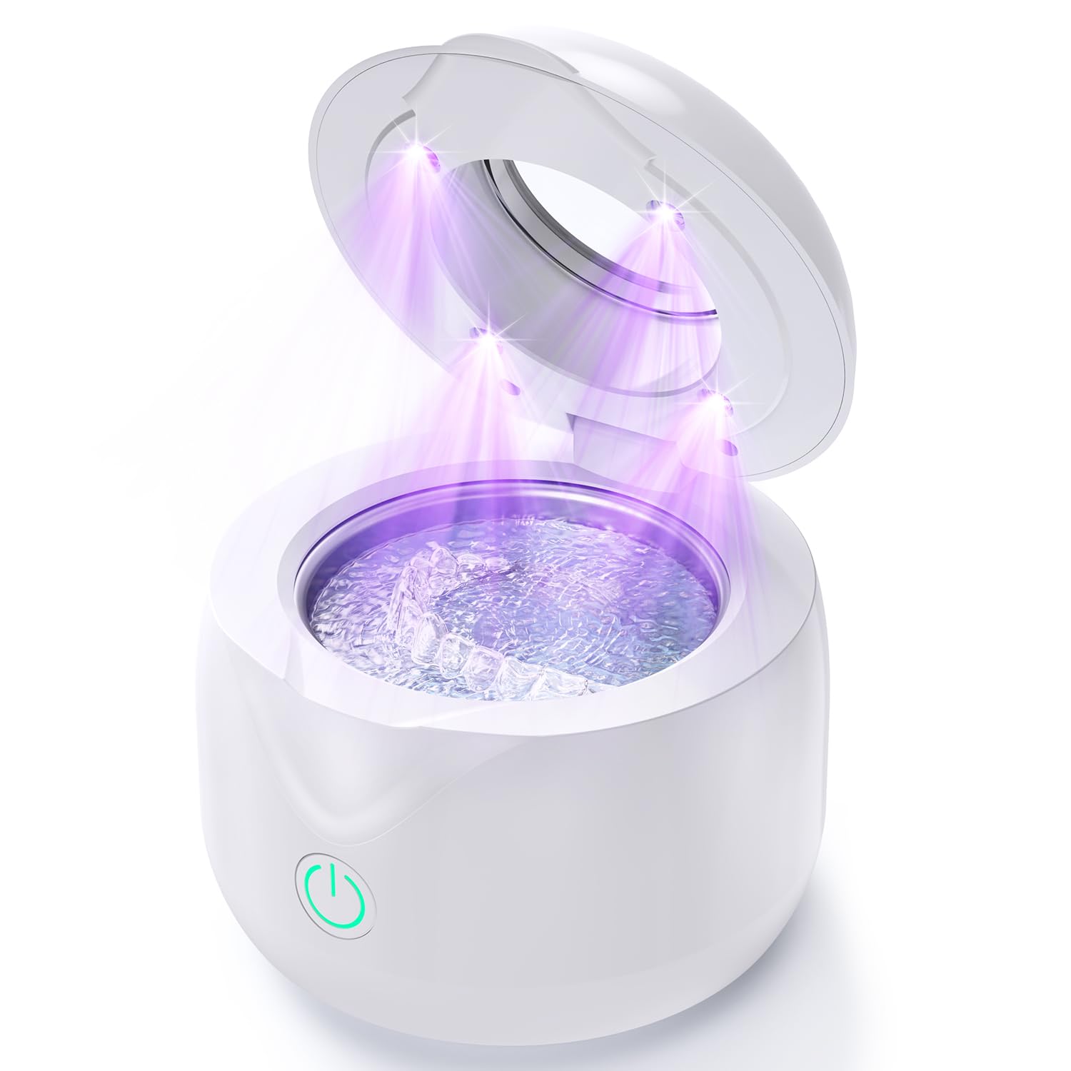 Cxruy Ultrasonic Retainer Cleaner - Uv Dental Cleaning Pod Night Guard Cleaner For Dentures, Aligner, Braces, Toothbrush Heads, Jewelry (White)