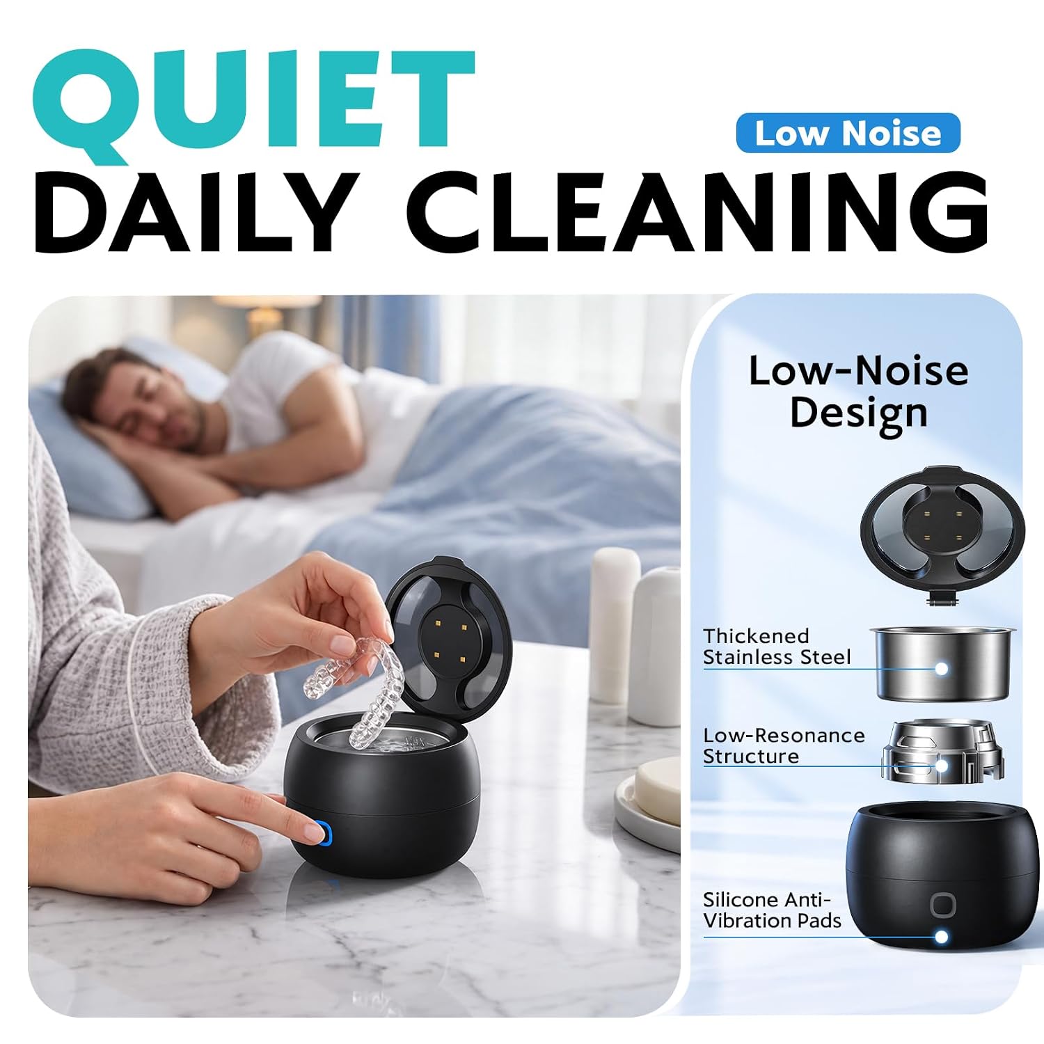Deepclean Ultrasonic Retainer Cleaner Machine [45Khz Crevice Cleaning + Uv-C Freshness Care | 4 Modes With Gentle Pulse] Dental Cleaner For Retainers, Dentures, Aligners, Mouth Guards & Night Guards