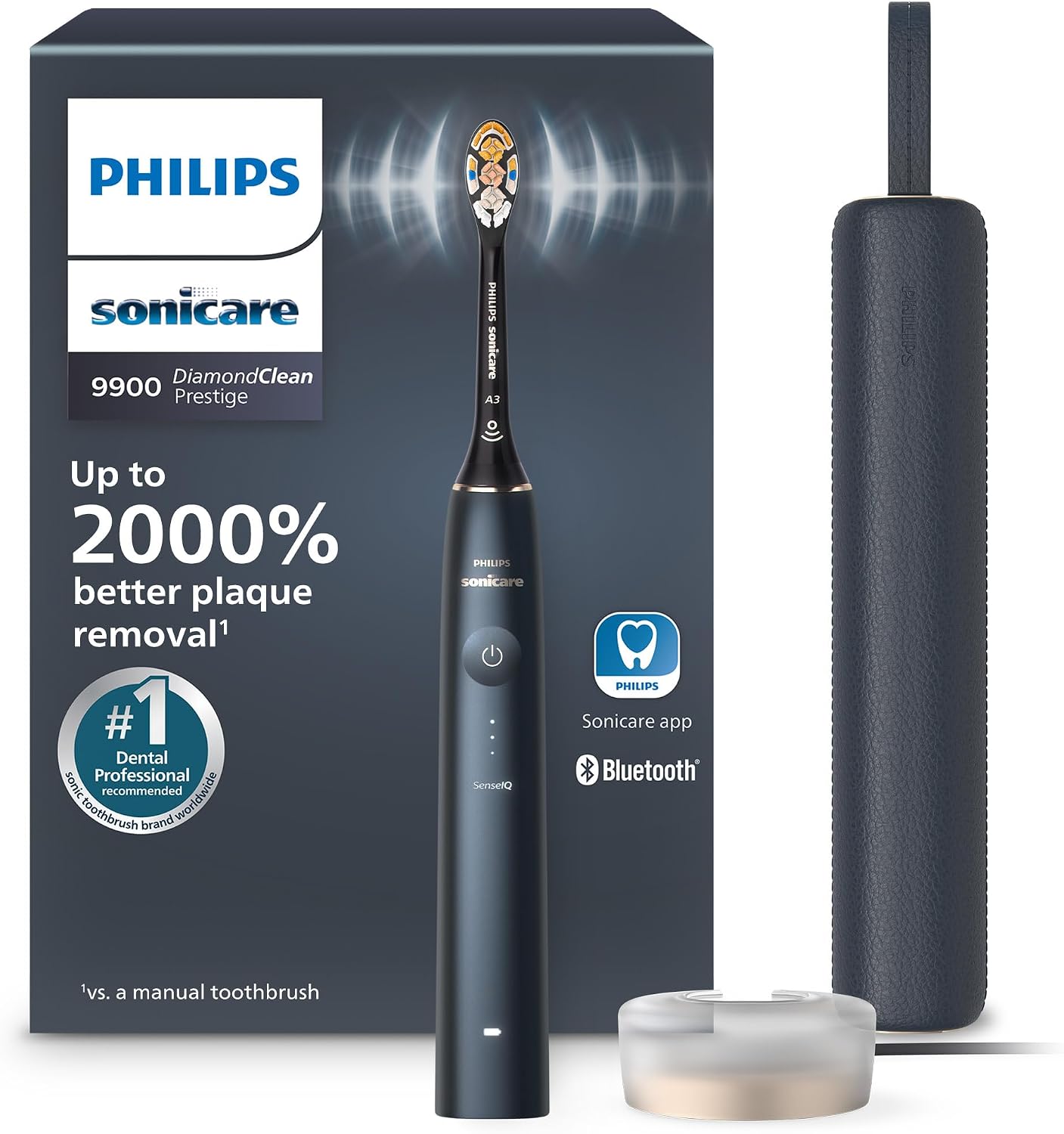Overall design, finish quality, and first impression of the Prestige 9900 as a premium oral care device.