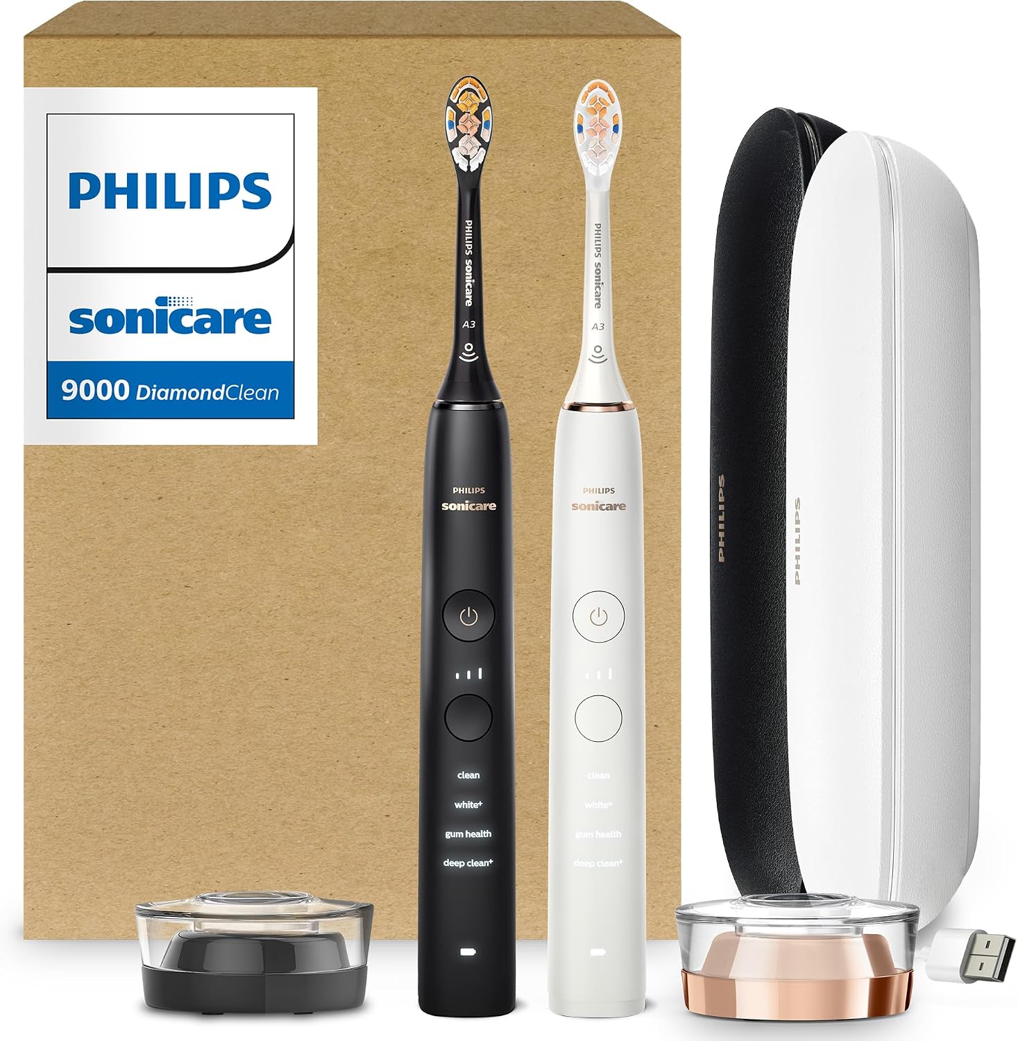 Highlights the premium design, dual-handle bundle, and color styling that signal this is a high-end oral care set.