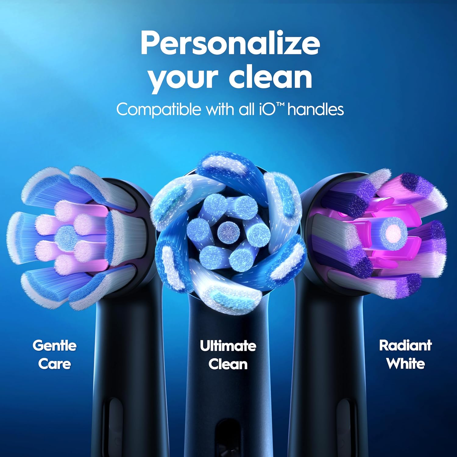 Highlights personalization options for daily clean, sensitive, and whitening modes.